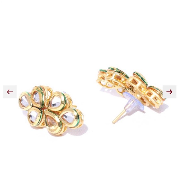 Priyaasi Indian gold and red earring and necklace set - Picture 6 of 7